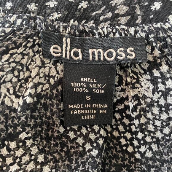 Ella Moss Whimsygoth Boho Black White Sheer Long 100% Silk Tunic Blouse S - Picture 8 of 8